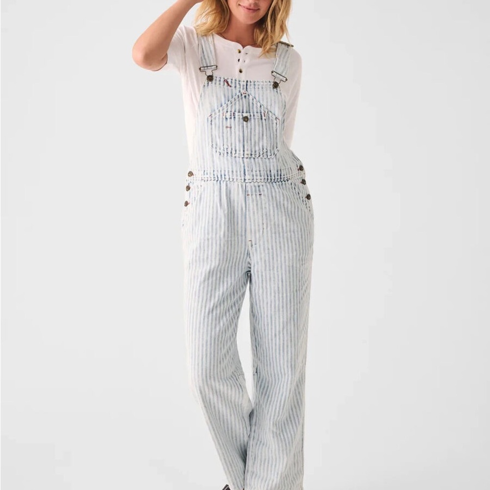 NWT Faherty Topsail Overalls Railroad Stripe XS